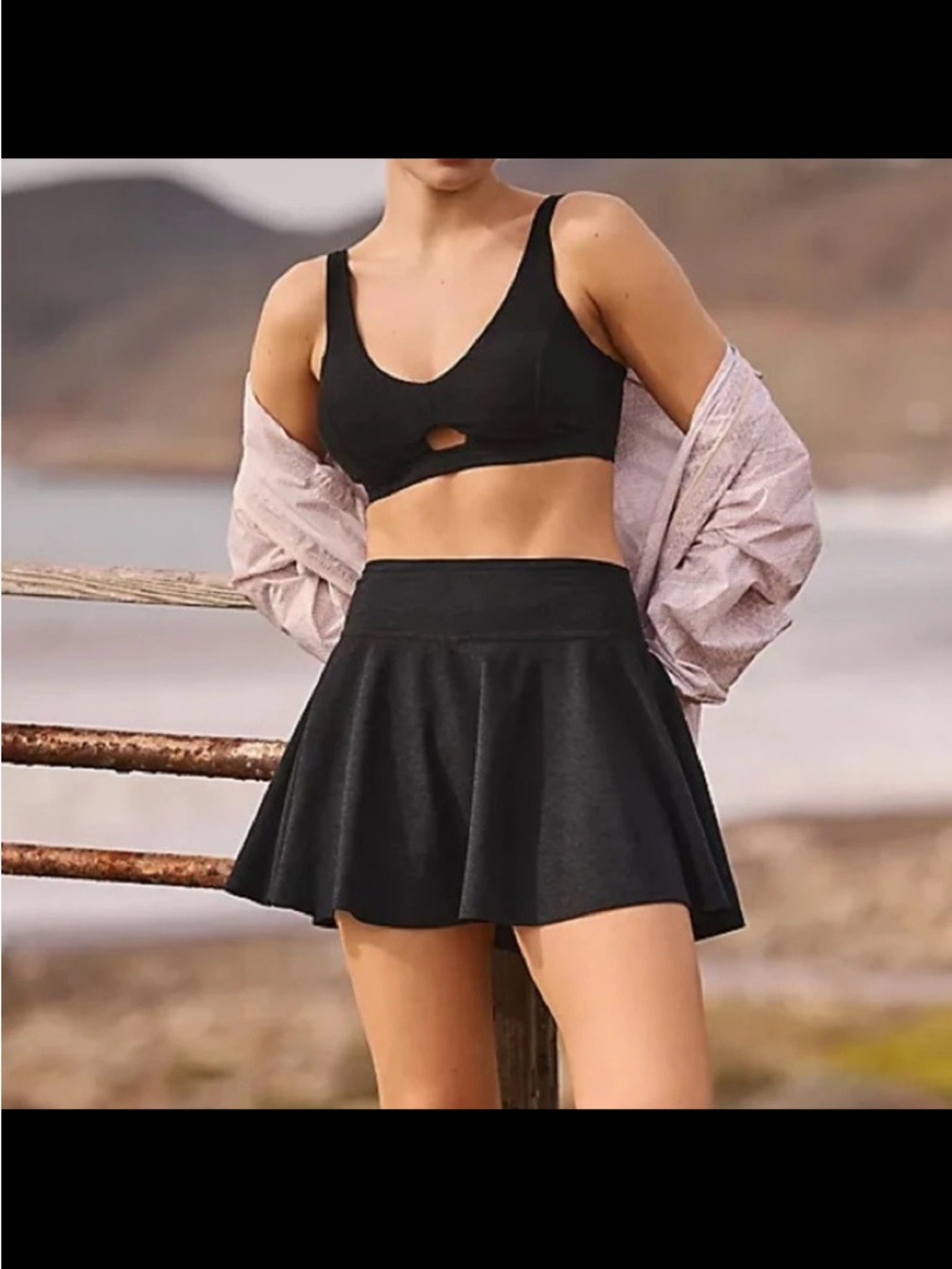 Beyond Yoga Black Spacedye Hot Shot Circle Skort